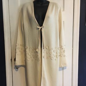 Andrea Roseti Wool Duster with Leather Accents